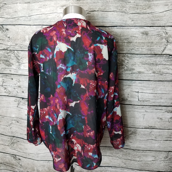 SIMPLY VERA WANG Black Purple Flowering Long Sleeve Tunic Size PL.Pit to pit a - Picture 3 of 5